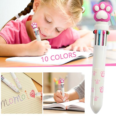 #ad Multicolor Cartoon Ballpoint Pen Press Type 10 Engraved Ink Pens for Women $2.40