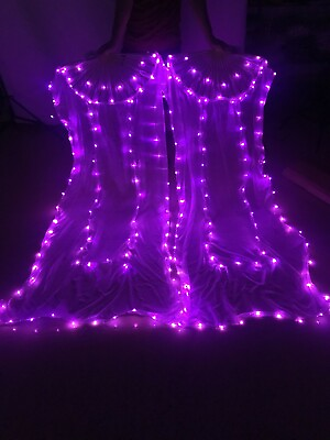 #ad New Adults Belly LED Costume Silk Fans Dance Stage Glow Up Performance Wear $49.20
