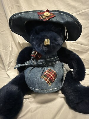 #ad Build A Bear Plush Teddy Bear Limited Edition New Year 2001 With Denim Outfit $19.99