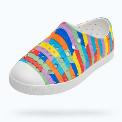 #ad Native Kids Jefferson Sugarlite Sandals Shoes Shell White Rainbow Multi Strip $50.00