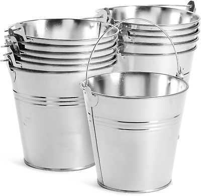 #ad 12 Pack Small Tin Pails with Handles Galvanized Metal Buckets for Decor 4.7 In $32.95