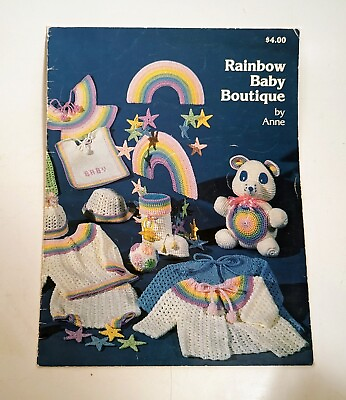 #ad quot;RAINBOW BABY BOUTIQUEquot; Crochet Pattern 21 Projects Vintage Leaflet $6.00