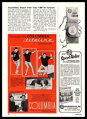 #ad 1970 Columbia Titeline Champion Bowling Ball San Antonio Texas Vintage Print Ad $6.97