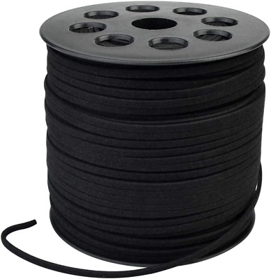 #ad 3Mm X100 Yards Black Suede Cord Suede Lace Faux Leather Cord with Roll Spool for $15.93