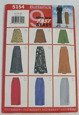#ad Butterick 5154 Skirt Sewing Pattern Sz. 12 16 Vintage Uncut $18.99