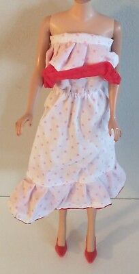 #ad Vintage Barbie Dress Red White Polkadot Superstar Era Shoes. $14.99