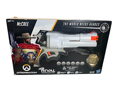 #ad Overwatch McCree Nerf Rival Blaster Die Cast Badge and 6 Nerf Rival Rounds New $39.99