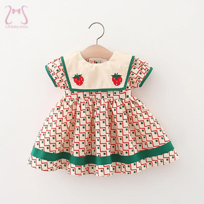 #ad Simple Plaid Baby Girls Dresses Short Sleeve Kids Fashion $12.50