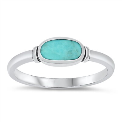 #ad 925 Sterling Silver Women#x27;s Simple Turquoise Unique Ring New Band Sizes 4 10 $11.83