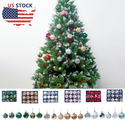 #ad 12Pcs Christmas Glitter Balls Ornaments Xmas Tree Ball Hanging Party Decoration $9.58