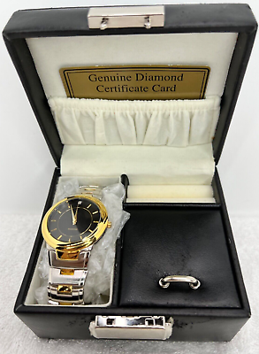 #ad Diamond Supply Co Mens Japan Quartz Black Face Diamond Watch NIB $59.00