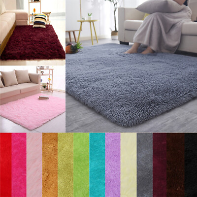 #ad New Soft Plain Shaggy Mats Washable Non Slip Large Small Bedroom Rugs Carpet US $33.96