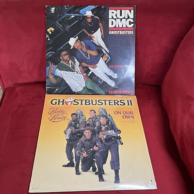 #ad Vintage Ghostbusters Run DMC Bobby Brown Vinyl Singles 12” Bundle Lot 2 1989 $19.99
