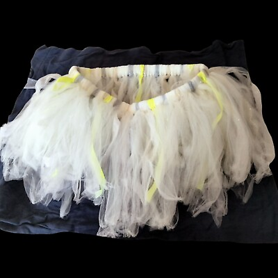 #ad Tutu skirt Costume Shabby White Tulle Silver Gold Glitter Waist 32 to 36 inch $14.90
