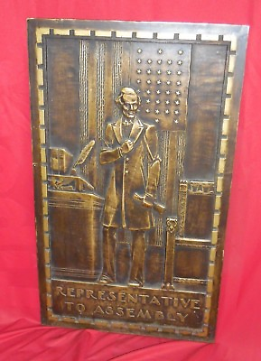 #ad Antique Courthouse Bronze Plated Plaque Representative To Assembly Lincoln $14999.99