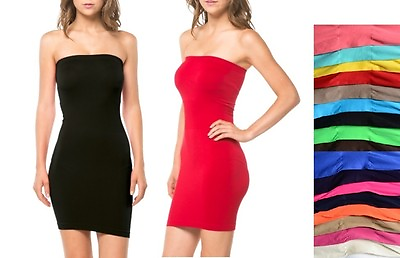 #ad TIGHT FITTED STRETCH SEAMLESS STRAPLESS TUBE BODYCON MINI DRESS ONE SIZE $6.99