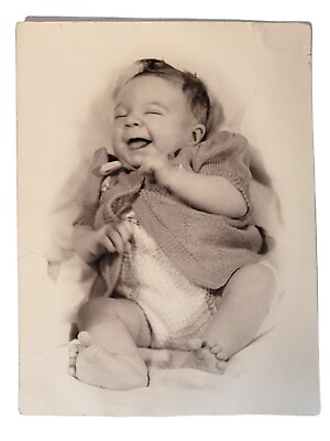 #ad Vintage Baby Photo Happy Laughing Giggling Very Cute Child Photo Kid Photo 1950 $35.00