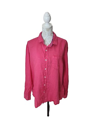 #ad Toscano Firenze Mens Linen Casual Pink Long Sleeve Button Up Shirt XXL $20.99