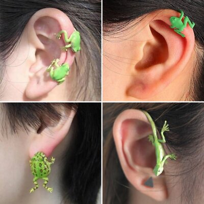 #ad Punk Green Frog Gecko Animal Ear Clip Stud Earring Women Men Retro Jewelry Gift GBP 1.92