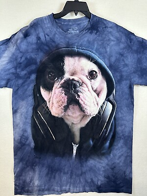 #ad The Mountain Adult Size XL Manny the Frenchie Blue Tie Dye T Shirt $14.99