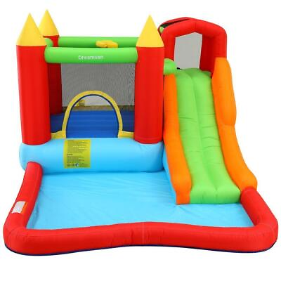 #ad Kids Inflatable Bounce House Slide Water Pool Climbing Wall with Inflator Blower $229.99