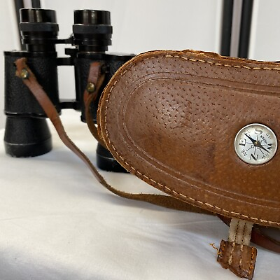 #ad Vtg Birolux 7 X 35 Coated Optics Binoculars Leather Compass Case 341ft @1000yds $22.46