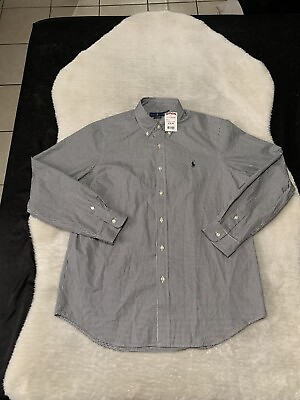 #ad NEW Ralph Lauren Black Gingham Plaid Long Sleeve Button Shirt Mens Large $39.99