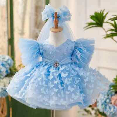 #ad Children#x27;s Princess Appliques Dress Wedding Birthday Baptism Party Girls Dress $71.73