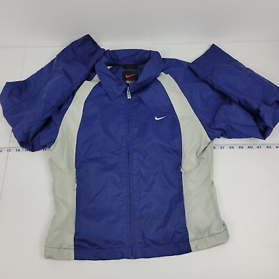 #ad Nike R24 boys kids rain windbreaker jacket size m 8 10 blue $8.61