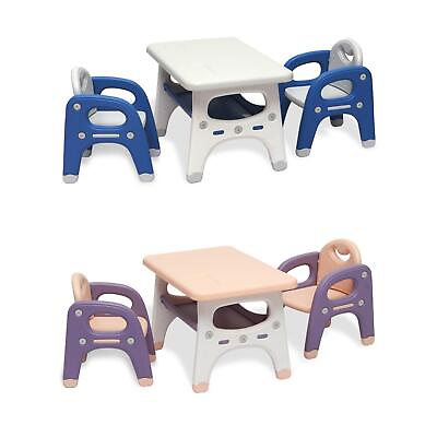 #ad Kids Table and 2 Chairs Set 3 PCs Toddler Child Play Activity Table with Storage $99.99