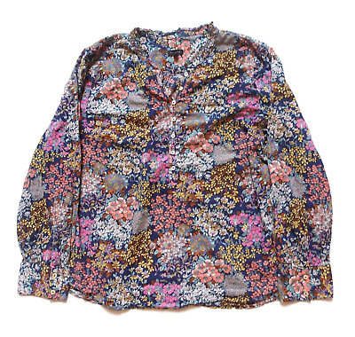 #ad Talbots Cotton Floral Long Sleeve Button Up Shirt Lightweight Size XL $14.99