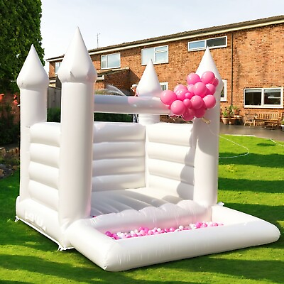 #ad #ad 10x8FT PVC Inflatable Bouncy Castle White Bounce House W Ball Pit For Birthday $495.79