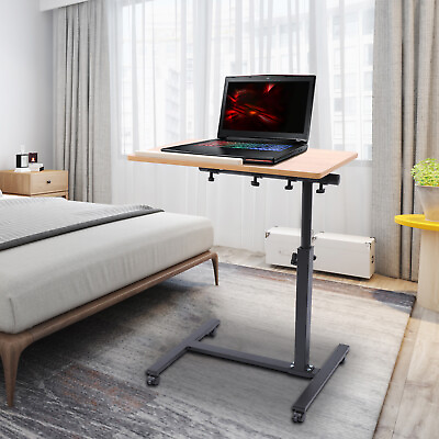 #ad NEW Rolling Laptop Desk Adjustable Mobile Computer Stand Office Table w Wheels $55.00