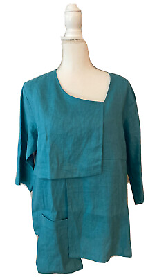#ad CHRISTOPHER CALVIN Womens Size Small Linen Tunic Top Asymmetric Lagenlook $32.31