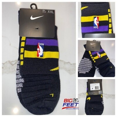 #ad Nike Kobe Black Mamba Edition Elite NBA LA Lakers Authentic Quarter Socks $34.99