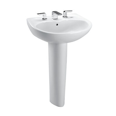#ad TOTO® Supreme® Oval Basin Pedestal Bathroom Sink with CEFIONTECT for 8 Inch Cen $279.41
