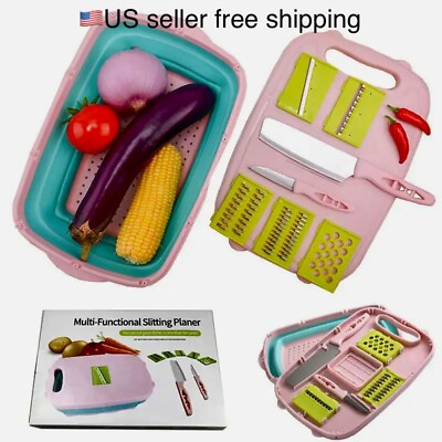 #ad 9 In1 Collapsible Vegetable Cutting board Multifunction Camping Foldable Chopper $39.99