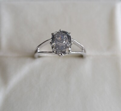 #ad 2 Ct Gray Moissanite Cushion Cut Sterling Silver Solitaire Ring Size 8.5 $125.00