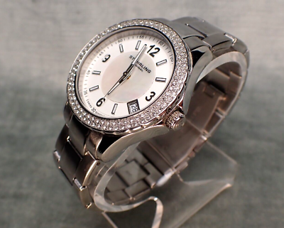 #ad Women#x27;s Stuhrling Zirconia Swiss Quartz Watch Stainless 36mm $24.95