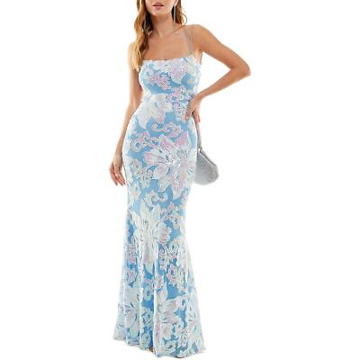 #ad B. Darlin Womens Sequined Strappy Long Evening Dress Gown Juniors BHFO 5402 $39.99