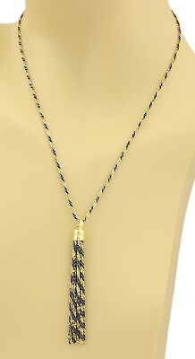 #ad Black amp; Yellow 14k Gold Twisted Design Tassel Necklace $1098.00