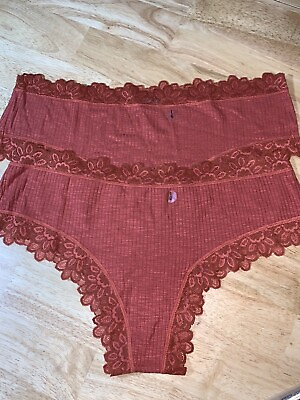#ad LOT OF 2 AERIE CHEEKY STRETCH LACE PANTIES SIZE LARGE NEW NO TAG $9.99