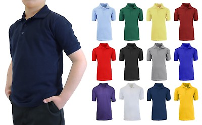 #ad Boys School Uniform Short Sleeve Polos Shirts Color Sizes 4 20 Cotton Blend $11.97
