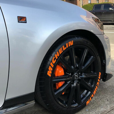 #ad Permanent Tire Lettering Stickers Orange Michelin Sticker 8Kits Decal Letters $59.99