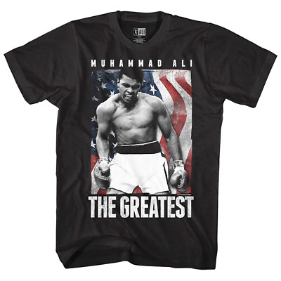 #ad Muhammad Ali USA Flag Men#x27;s T Shirt OFFICIAL Boxing Fighter Greatest Black $22.99