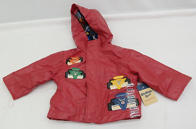 #ad Oshkosh Bgosh Red Hooded Toddler Jacket Indi Race Cars Size 12 M EL $20.99