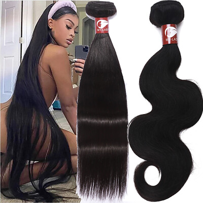 #ad Brazilian Virgin Human hair Extensions 1 3 Bundles Weaves Straight Body Wave US $324.75