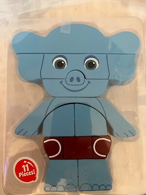 #ad Wooden 11 Piece Blue Elephant Toddler Learning Toy 8quot; $19.99