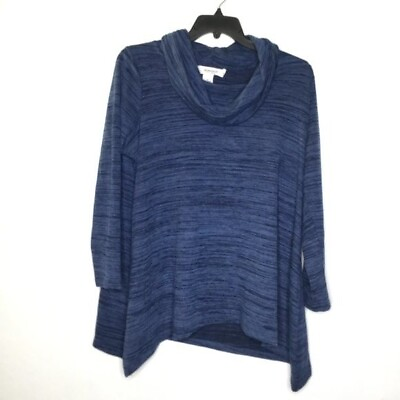 #ad Workshop Republic Clothing Scoop Neck Blue Pullover Sweater Plus Size 1X $19.49