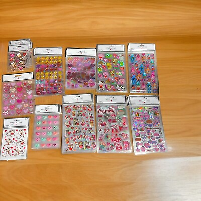 #ad Lot Of 74 Packs Of Paper Craft Valentine Stickers $49.99